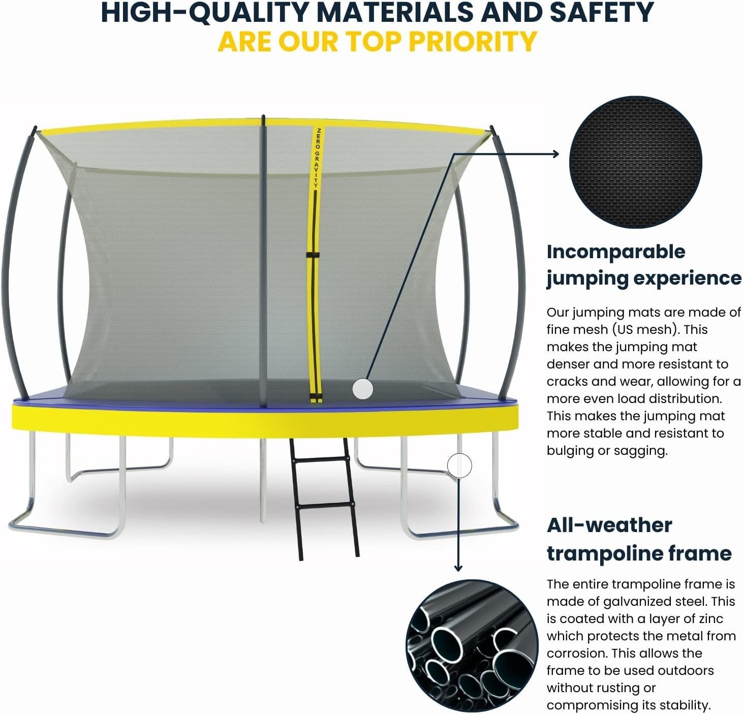Rectangular Garden Trampoline 3.05x2.13m Safety Enclosure Ladder 100KG