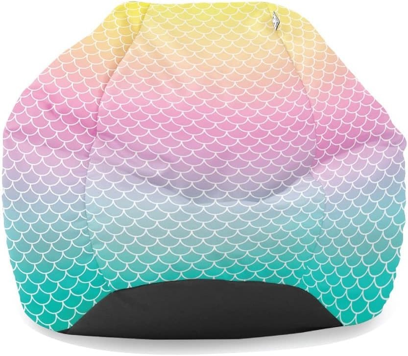 Kids Mermaid Bean Bag Chair Ombre Washable Seat Comfy Room Decor