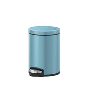 5L Titanium Blue Stainless Steel Pedal Bin Soft Close Bathroom