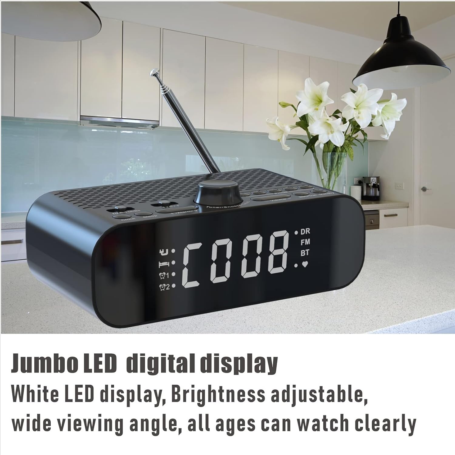 DAB DAB+ FM Digital Alarm Clock Radio Bluetooth Speaker Dual Alarm LED