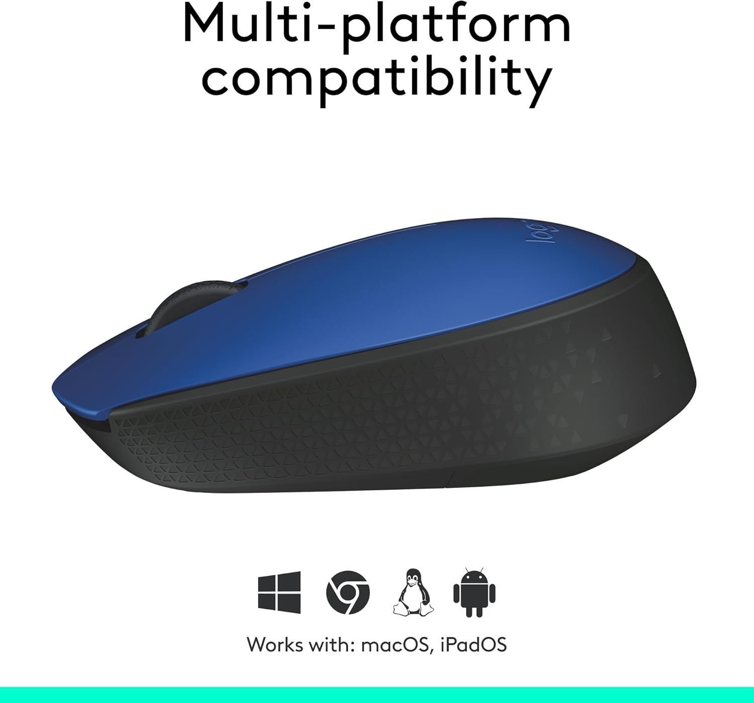 Wireless Mouse 2.4GHz USB Optical Laptop PC 12 Month Battery Blue