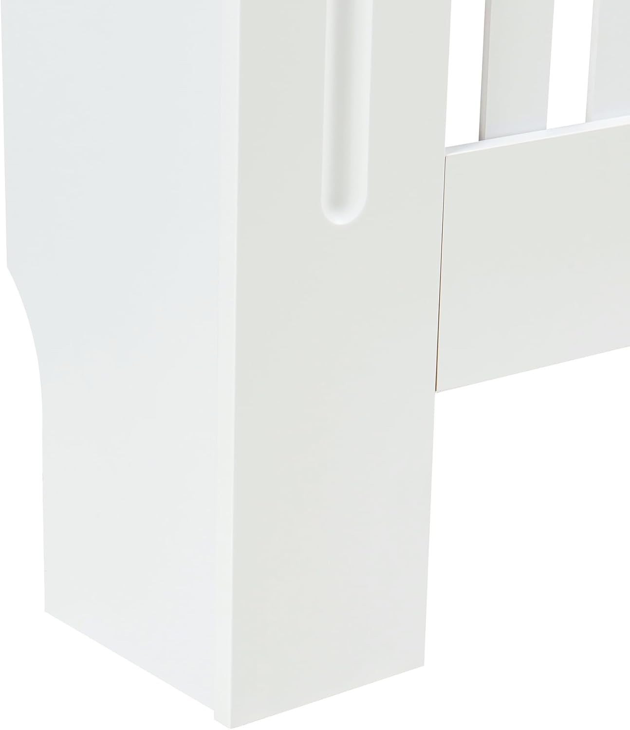 Small White Radiator Cover 78cm Wood Top Modern Slatted Heating Cabinet