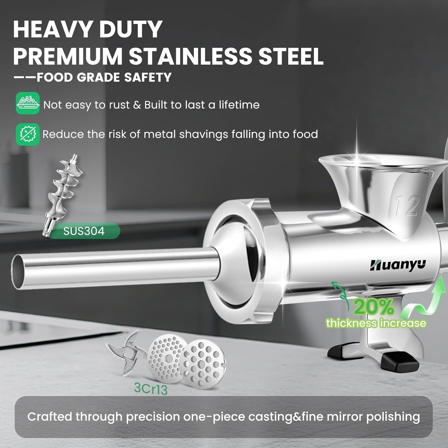 Size 12 Stainless Steel Manual Meat Grinder Sausage Maker Heavy Duty
