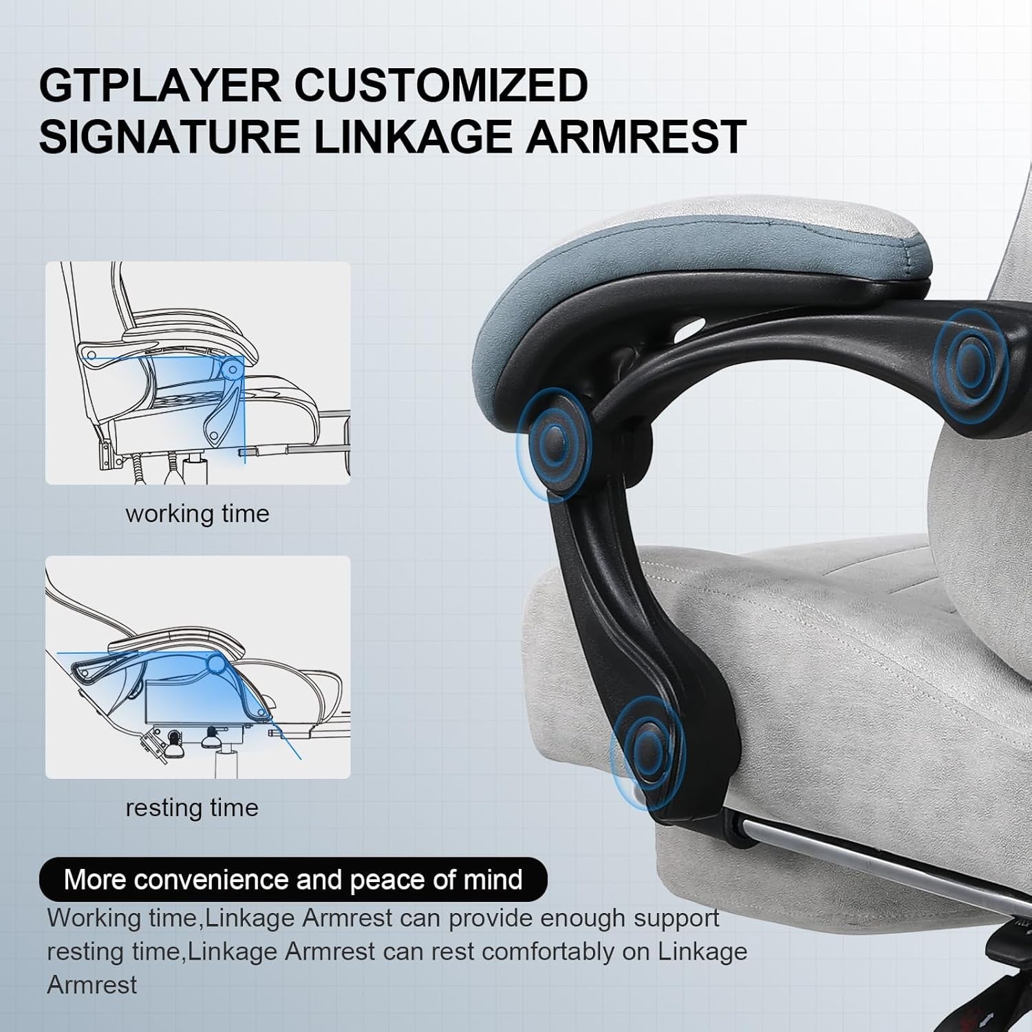 Fabric Gaming Chair with Footrest Ergonomic Recliner Lumbar