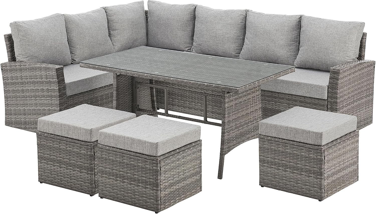 Outdoor 9-Seater Rattan Corner Sofa Set | Weatherproof Cushioned Garden Lounge