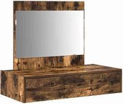 Modern Smoked Oak Dressing Table Vanity Desk with Mirror & Drawer Storage