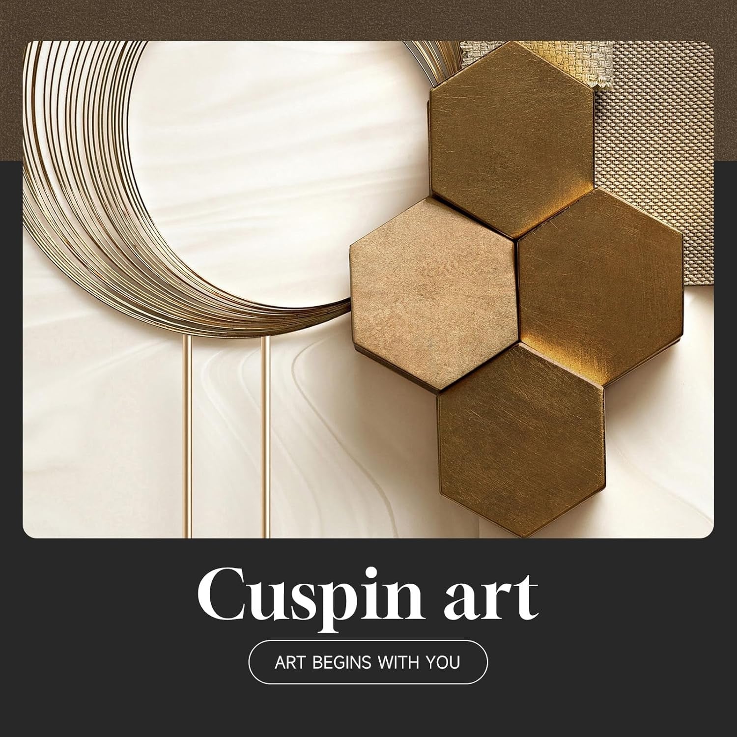 Framed Gold Wall Art Set of 3 Modern Geometric Prints