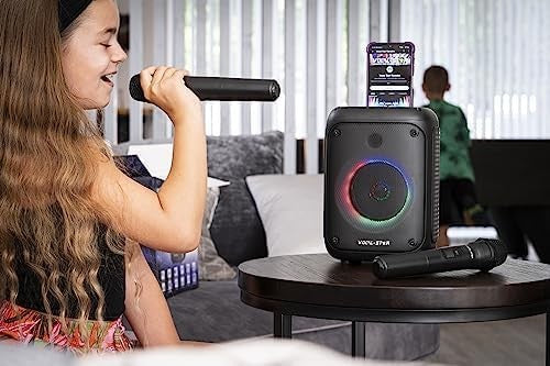 80W Karaoke Machine with 2 Wireless Mics Bluetooth Speaker