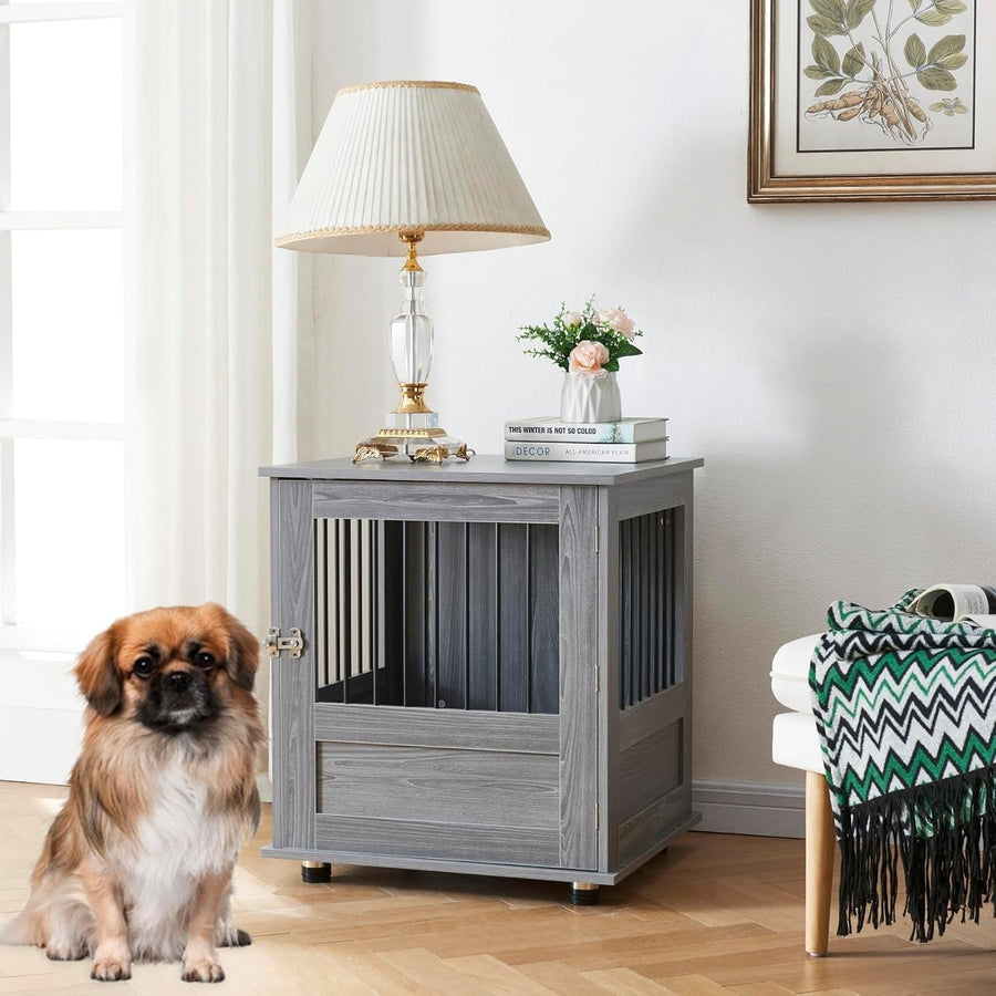 Indoor Metal Dog Crate with Flat Tabletop 60x50x70cm Secure Kennel Cage