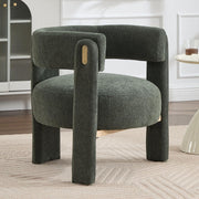 Green Chenille Accent Armchair – Modern Semi-Circular Lounge Chair for Bedroom