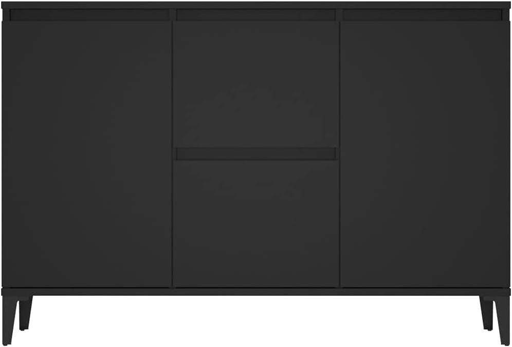 Black Industrial Sideboard Cabinet 2 Doors 2 Drawers Spacious Storage Unit