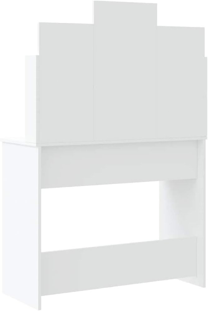 White Vanity Makeup Dressing Table w/ LED Light Mirror Storage Drawers Modern