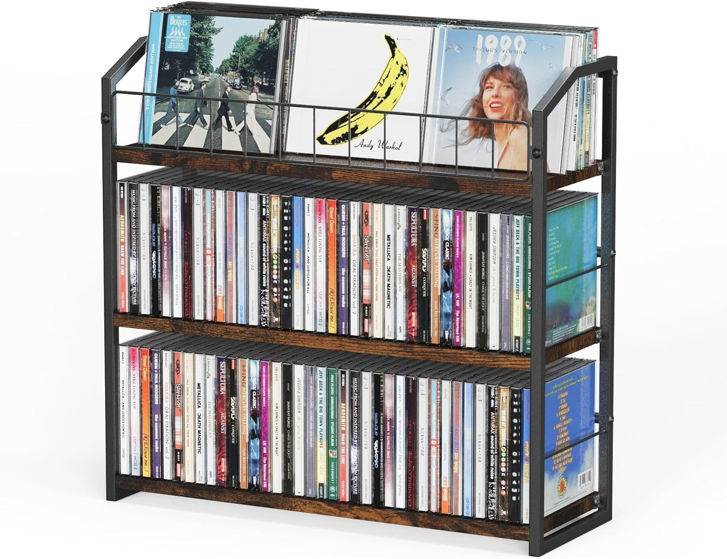 3 Tier CD Storage Rack Holds 123 CDs Desktop Display Shelf Organizer