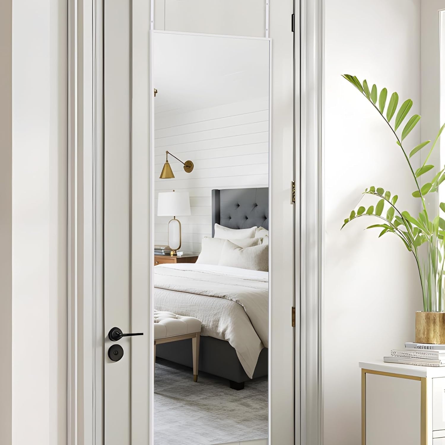 Full Length Over Door Mirror 127x41cm White Aluminum Frame
