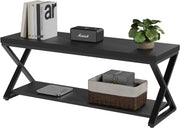 Black Oak 120cm Modern Entryway Bench with Open Storage Shelves