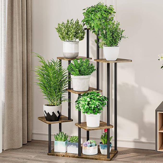 AZERPIAN Plant Stand 7 Tier Indoor Metal Flower Shelf for Multiple Plants Corner