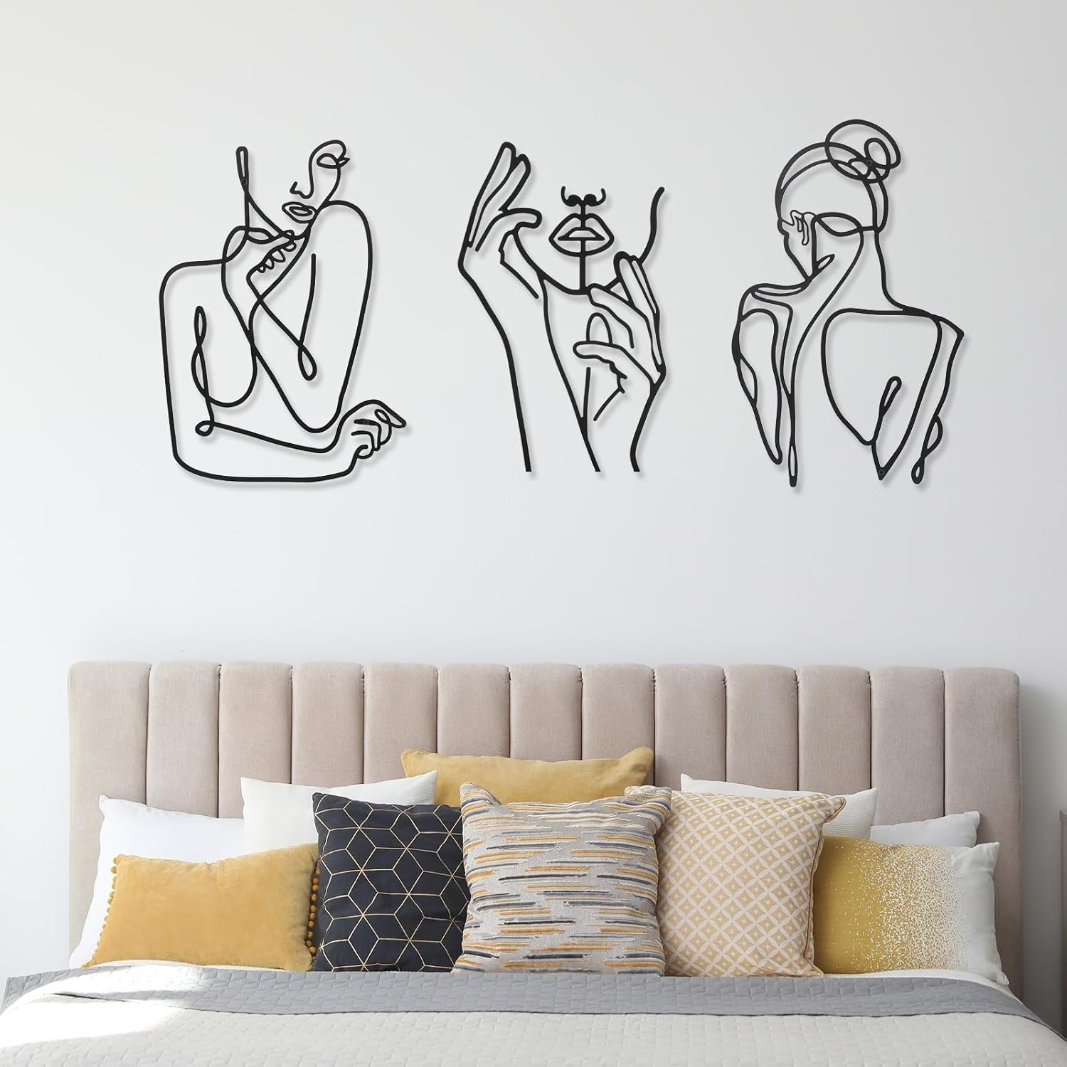 3Pcs Metal Wall Art Minimalist Abstract Woman Line