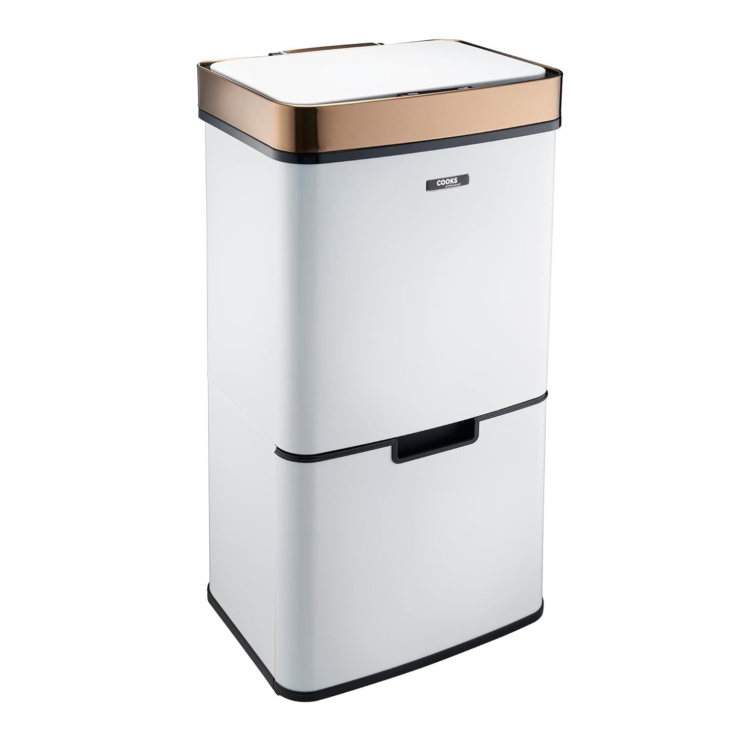 75L Dual Compartment Motion Sensor Kitchen Bin White Copper