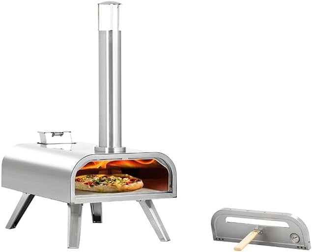 Large 16" Stainless Steel Outdoor Pizza Oven | Wood Pellet BBQ Pizza Maker 90s