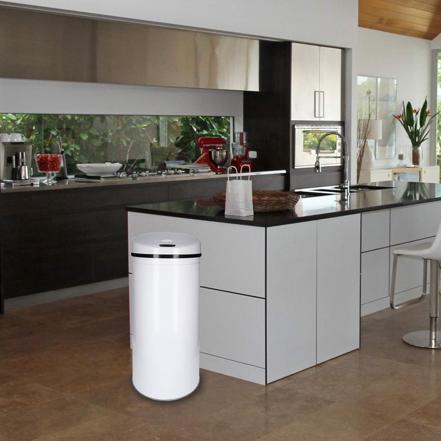 30L Automatic Sensor Kitchen Bin Touchless Soft Close White