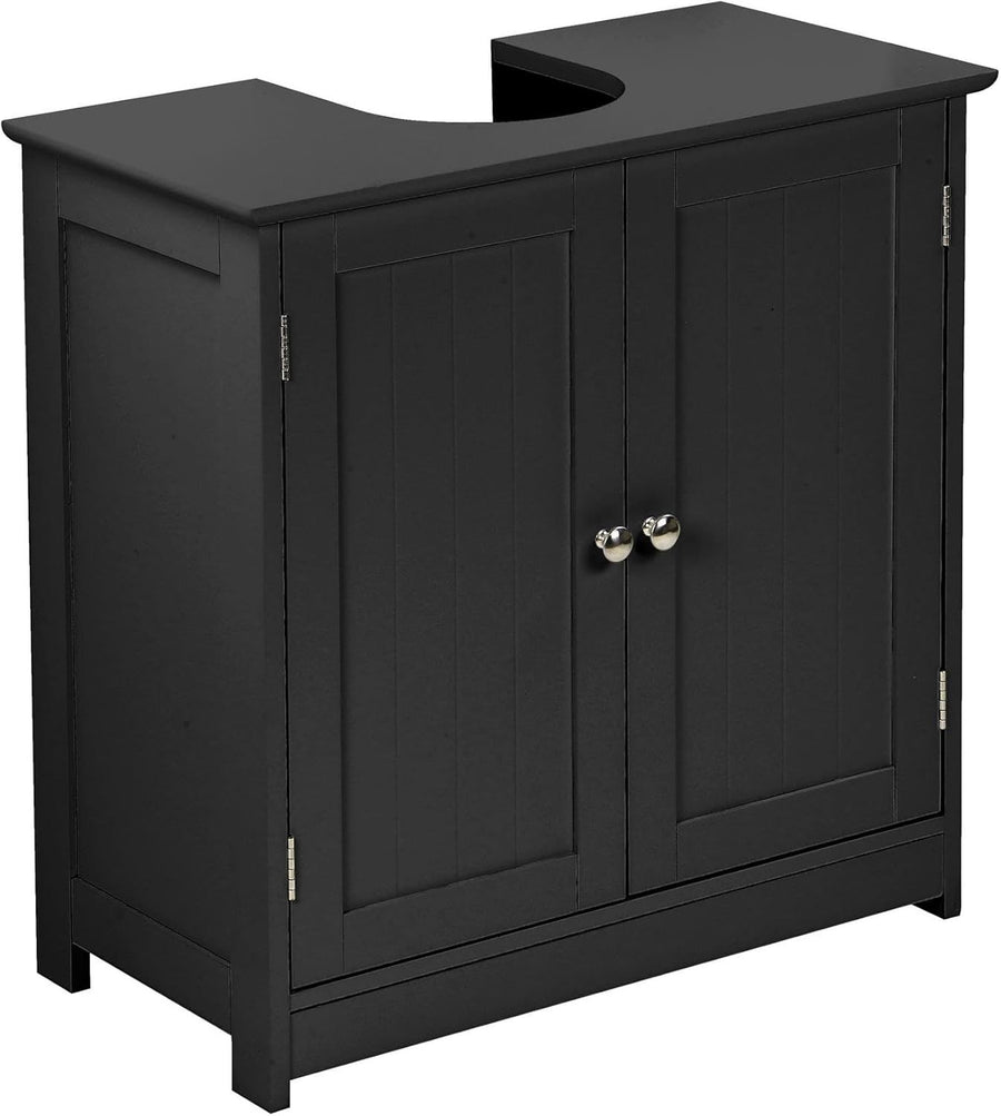 Under Sink Bathroom Cabinet Black | Compact 2-Door Storage Unit 60x60x30cm