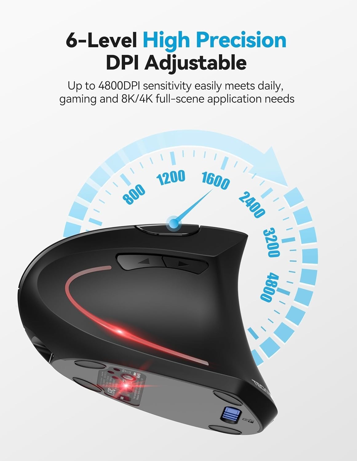 Ergonomic Vertical Mouse Bluetooth Rechargeable 4800 DPI