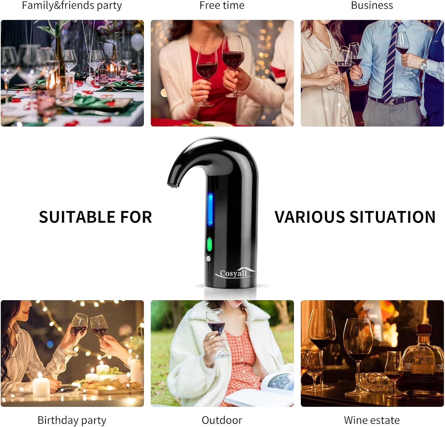 Electric Wine Aerator Dispenser Automatic Pourer Rechargeable Gift Party Bar