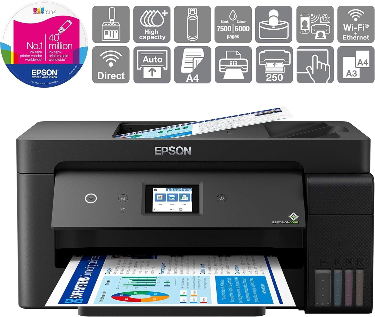 A3 Wi-Fi Ink Tank Printer Off White – Print/Scan/Copy Low-Cost Ink