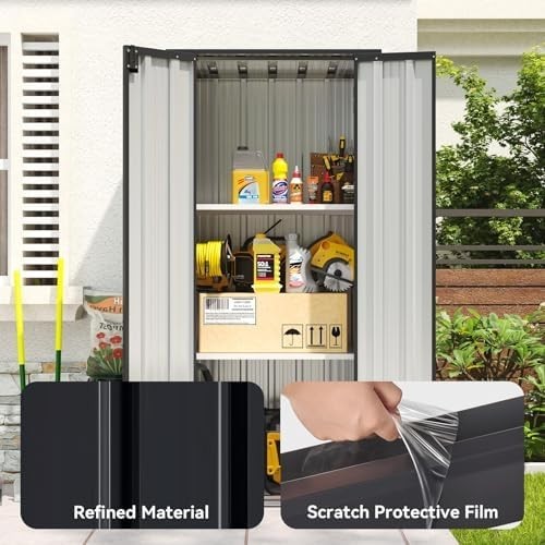 Aoxun 2.5×1.5ft Metal Garden Storage Cabinet Outdoor Vertical Shed Black