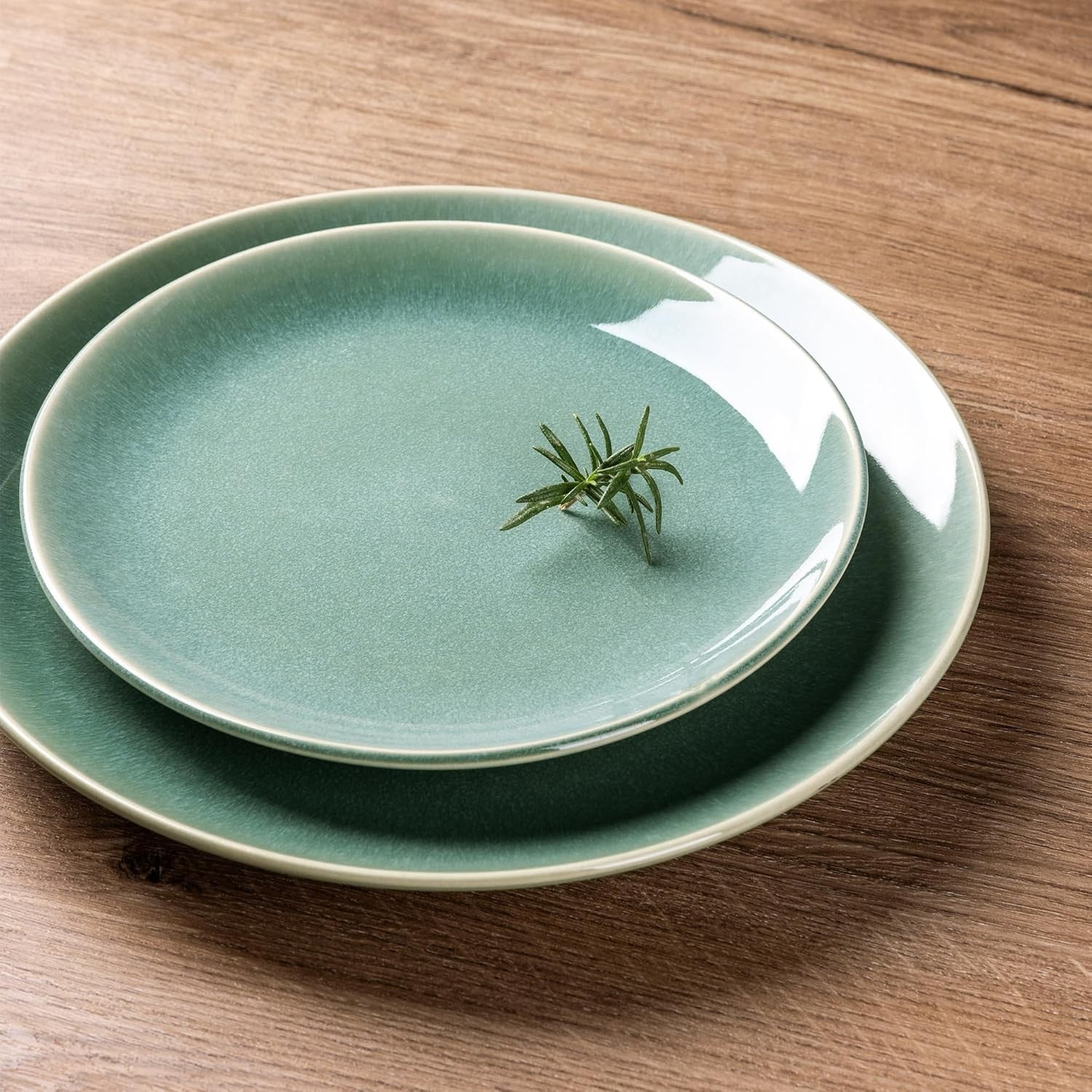 24 Piece Stoneware Dinner Set Plates Bowls Reactive Glaze Dishwasher Safe
