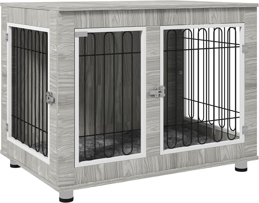 XL Indoor Dog Crate Furniture with Cushion | Large Dog Kennel & Side Table, 106c