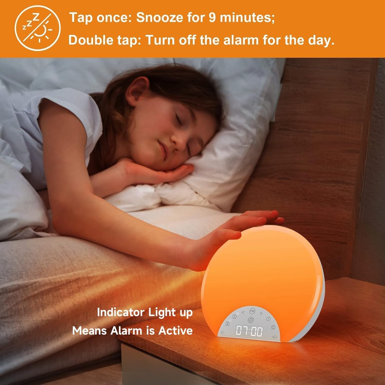 Sunrise Alarm Clock Wake Up Light Double Alarm Night Light for Kids Adults