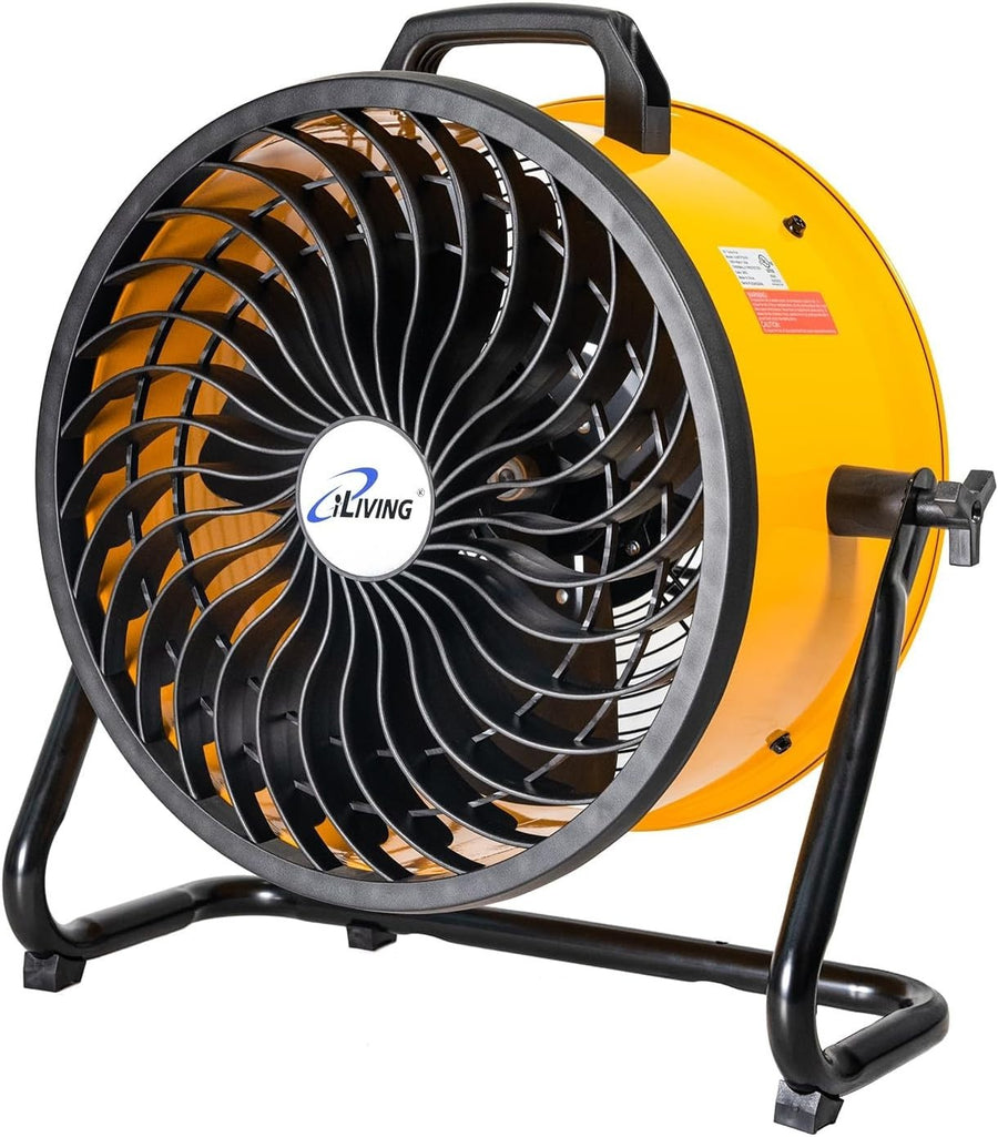 16" Turbo Floor Fan Yellow 3-Speed High Velocity Adjustable Tilt Air Circulator