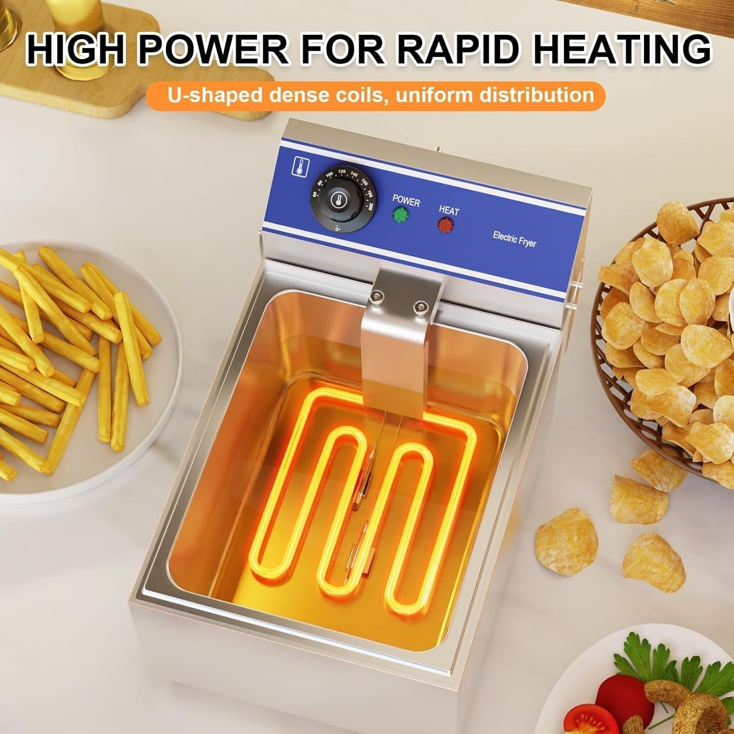 6L Commercial Deep Fat Fryer Stainless Steel Single Tank Countertop