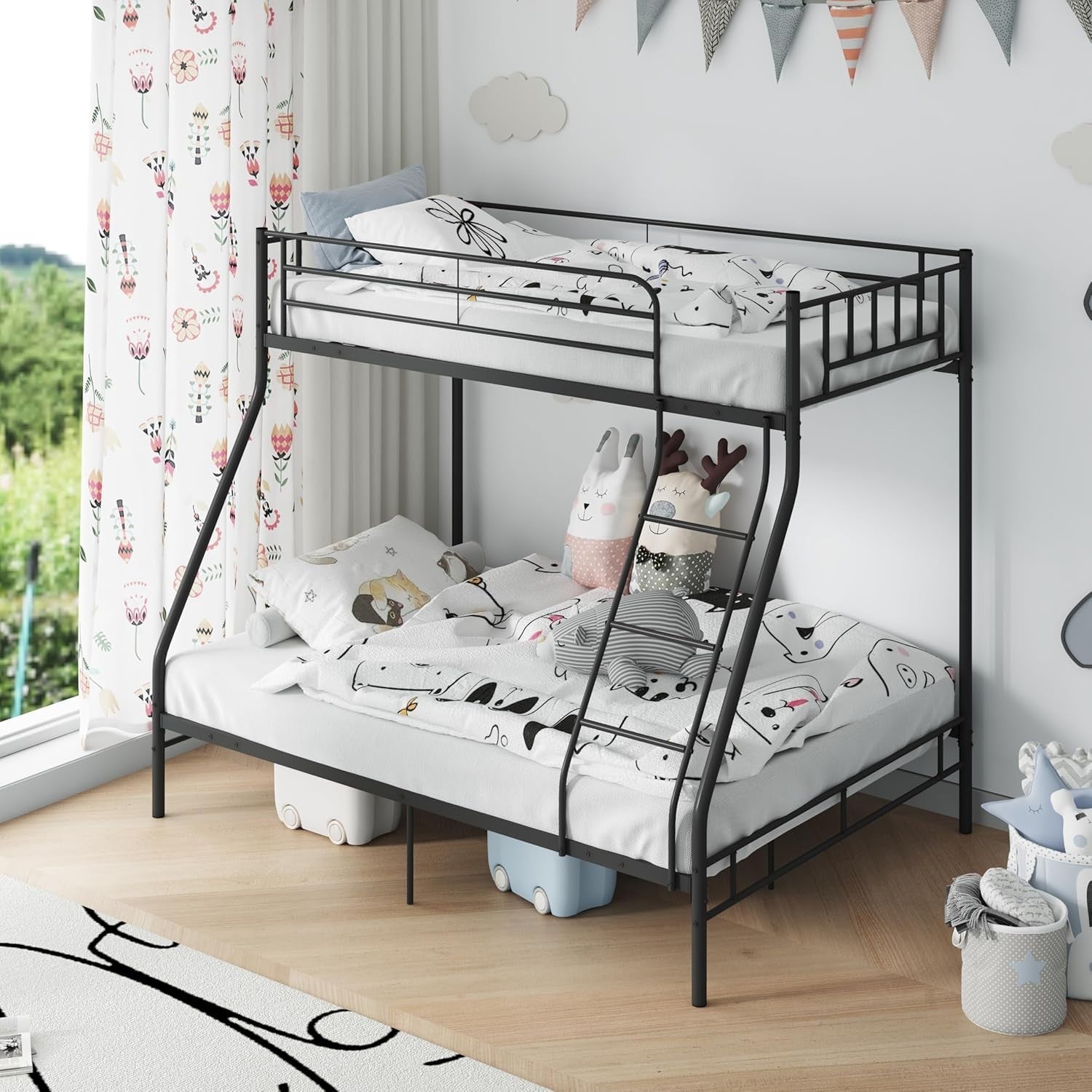 Triple Bunk Bed Frame Metal 3ft Single Over Double Space Saver Kids Adult