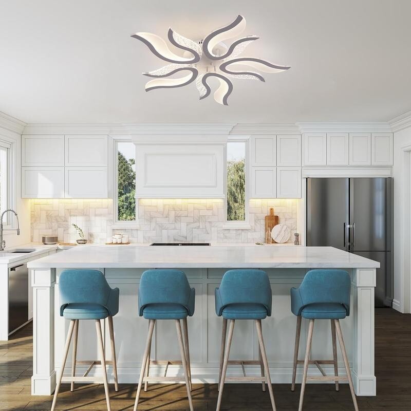 Flame Shape LED Ceiling Light 50W Dimmable Remote 3 Colour Modern Fixture