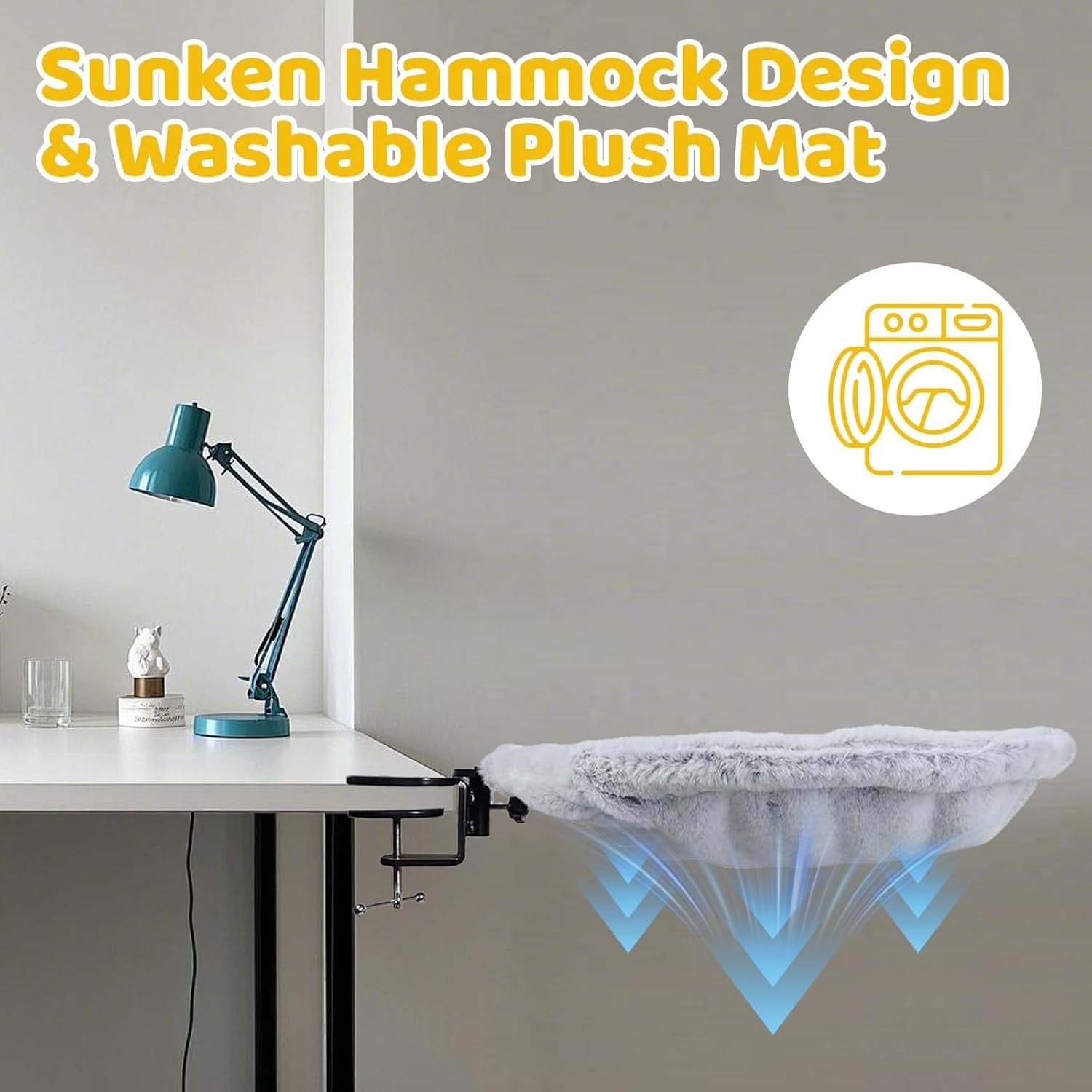 360 Rotating Desk Cat Hammock Plush Cat Bed Clamp On Perch