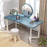 Dressing Table Stool Set Vanity Desk w/Mirror Storage Wood Steel Frame Makeup