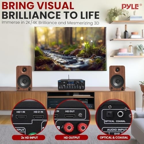 300W Bluetooth Stereo Amplifier HDMI FM USB SD HiFi Receiver w Remote