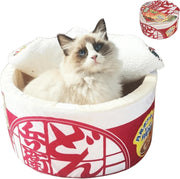 Cat Cave Bed Noodle Cup Hideaway Warm Pet House Non Slip Red L