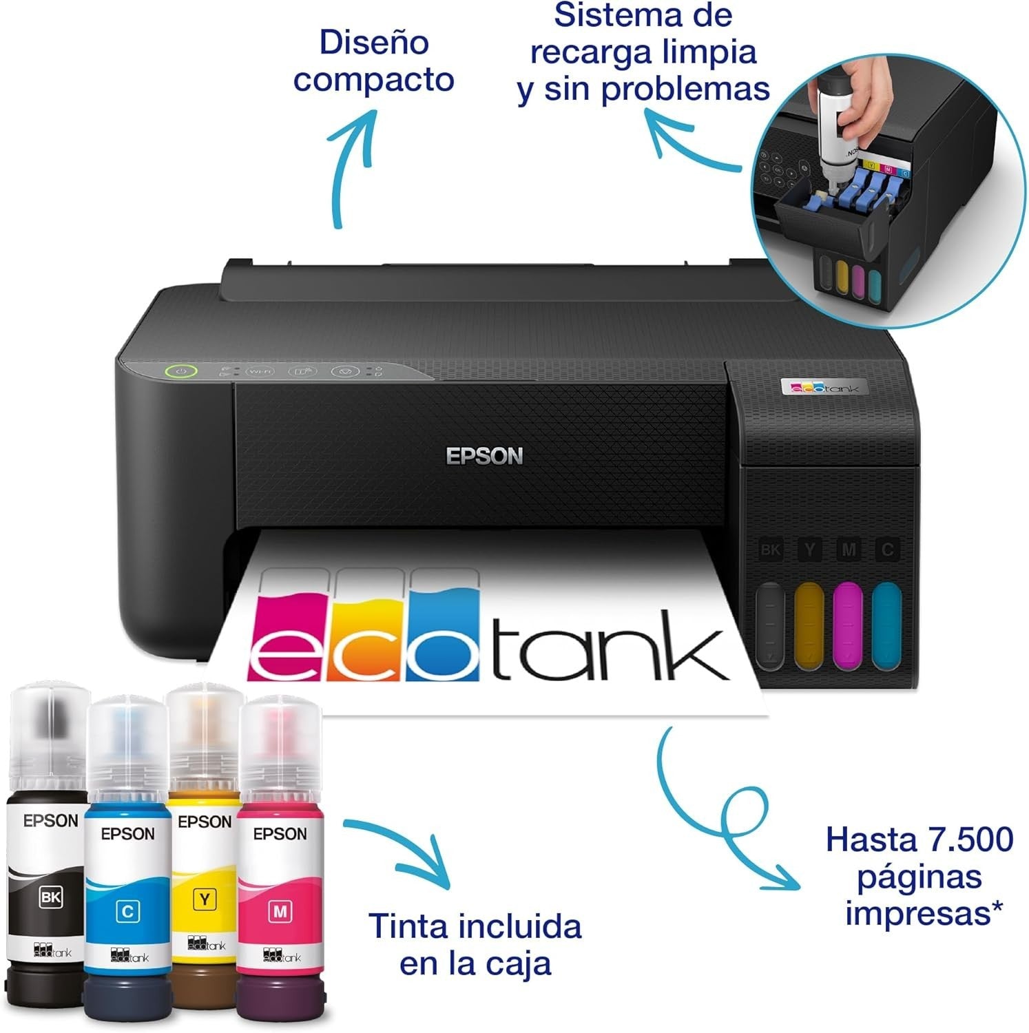 Black Colour A3 Inkjet EcoTank Printer Wi-Fi USB Duplex Copy Scan