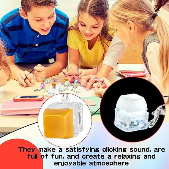 20pcs Mini Keyboard Keychain LED Clicker Fidget Stress Relief Toy