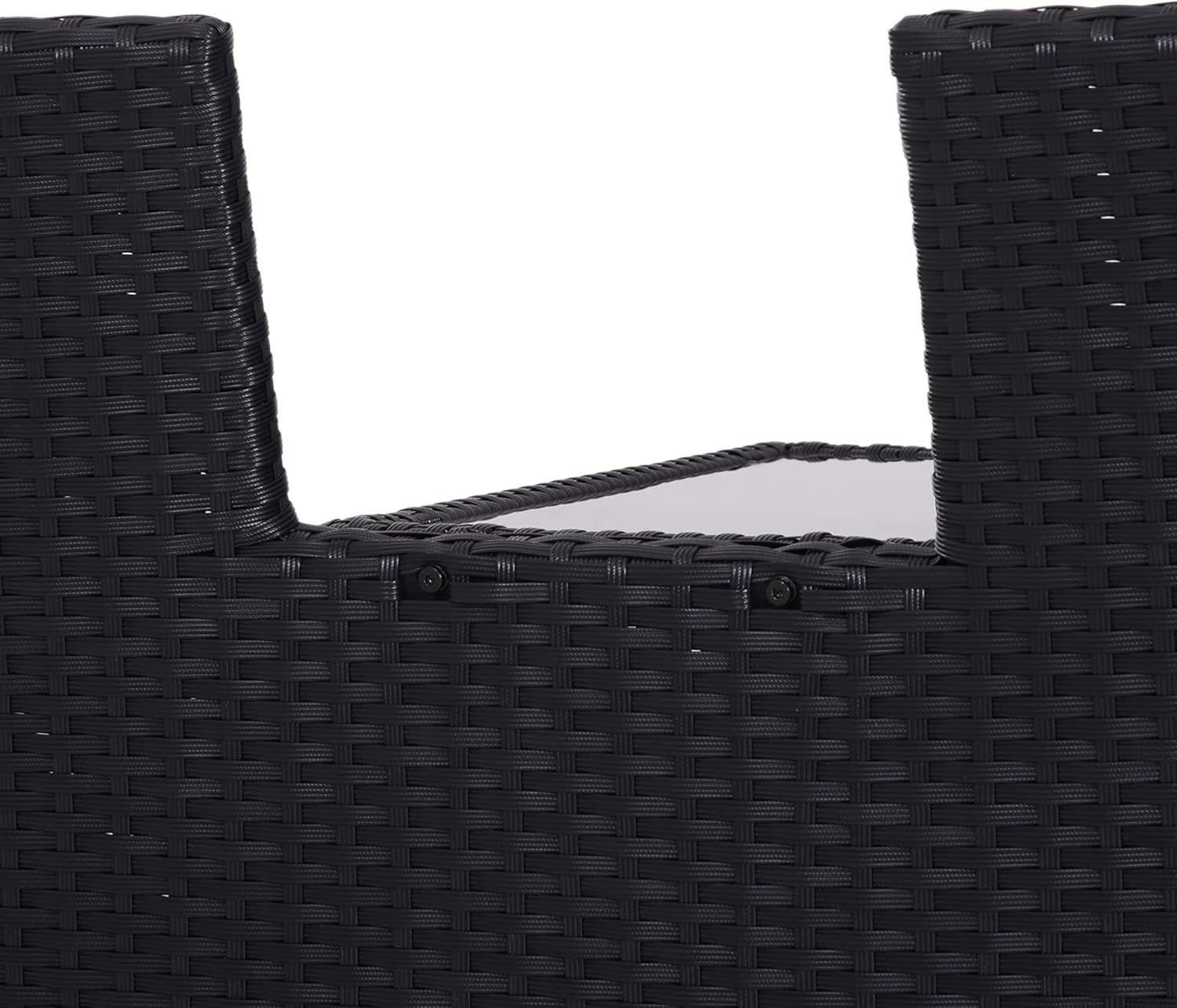 2-Seater Outdoor Rattan Garden Sofa with Table & Cushions Black Patio