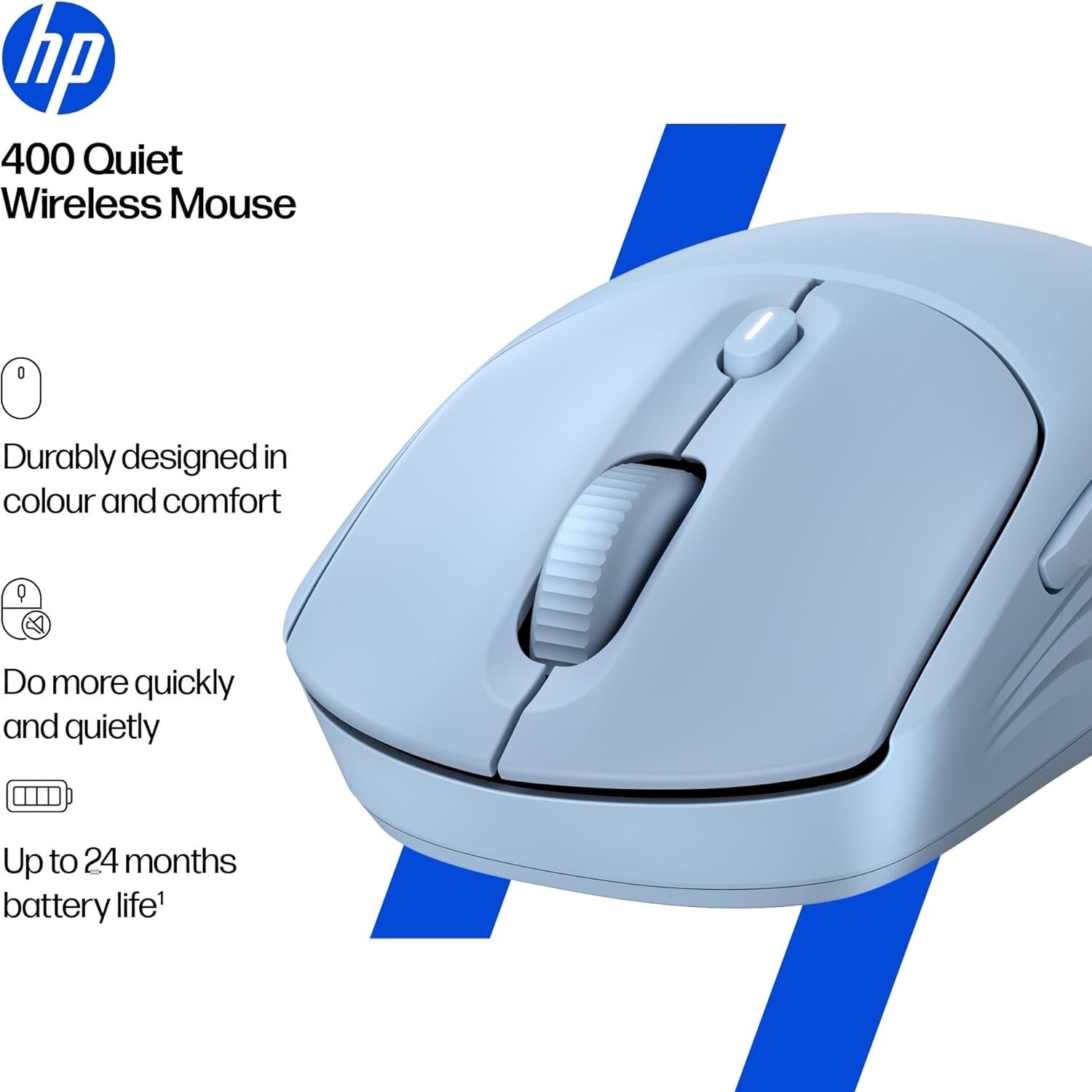 Blue Quiet Wireless Mouse Dual Bluetooth 6000 DPI Soft Touch Office Laptop