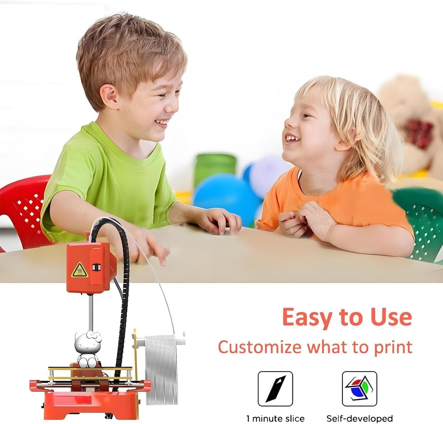 Mini 3D Printer for Kids Leveling Free Magnetic Bed PLA Education Starter