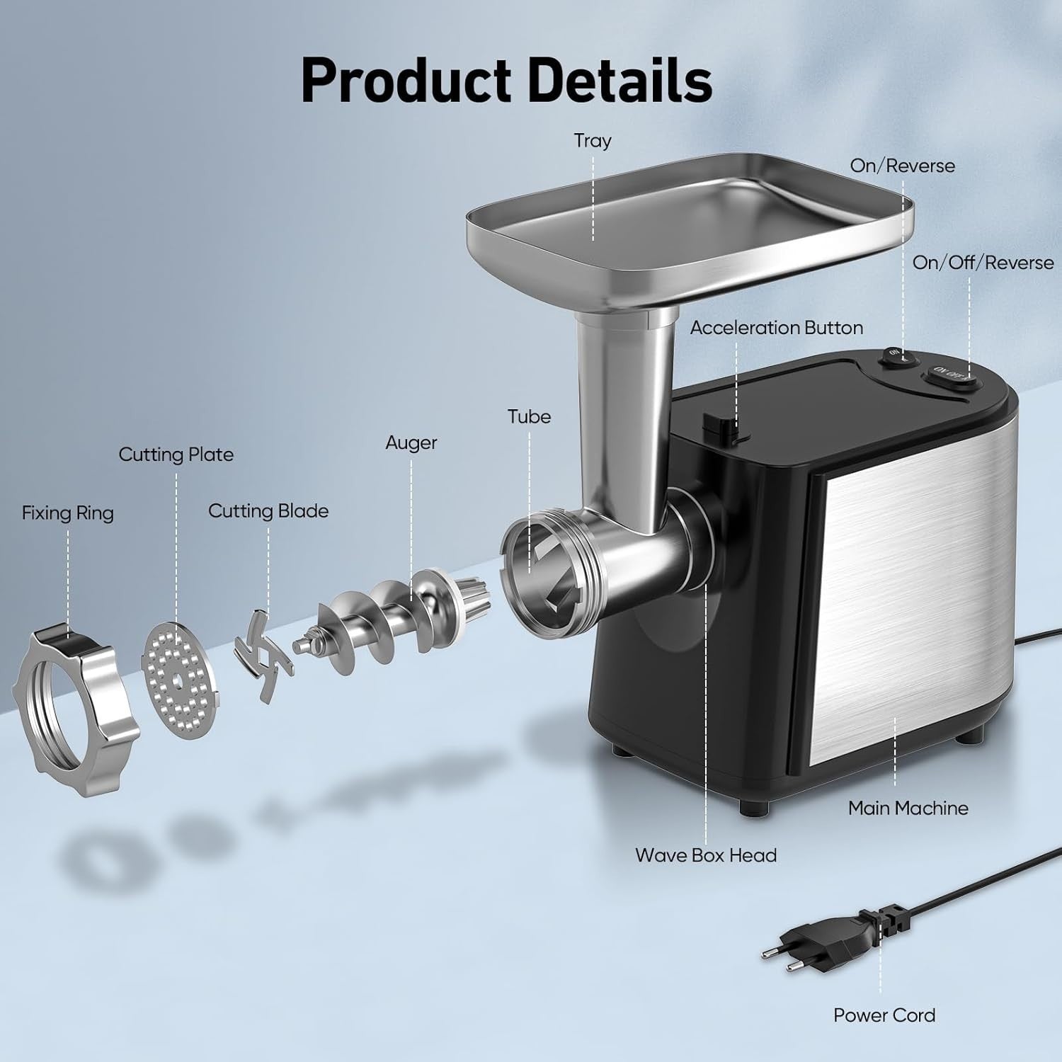 2000W Electric Meat Grinder Sausage Maker Mincer 3 Plates Slicers