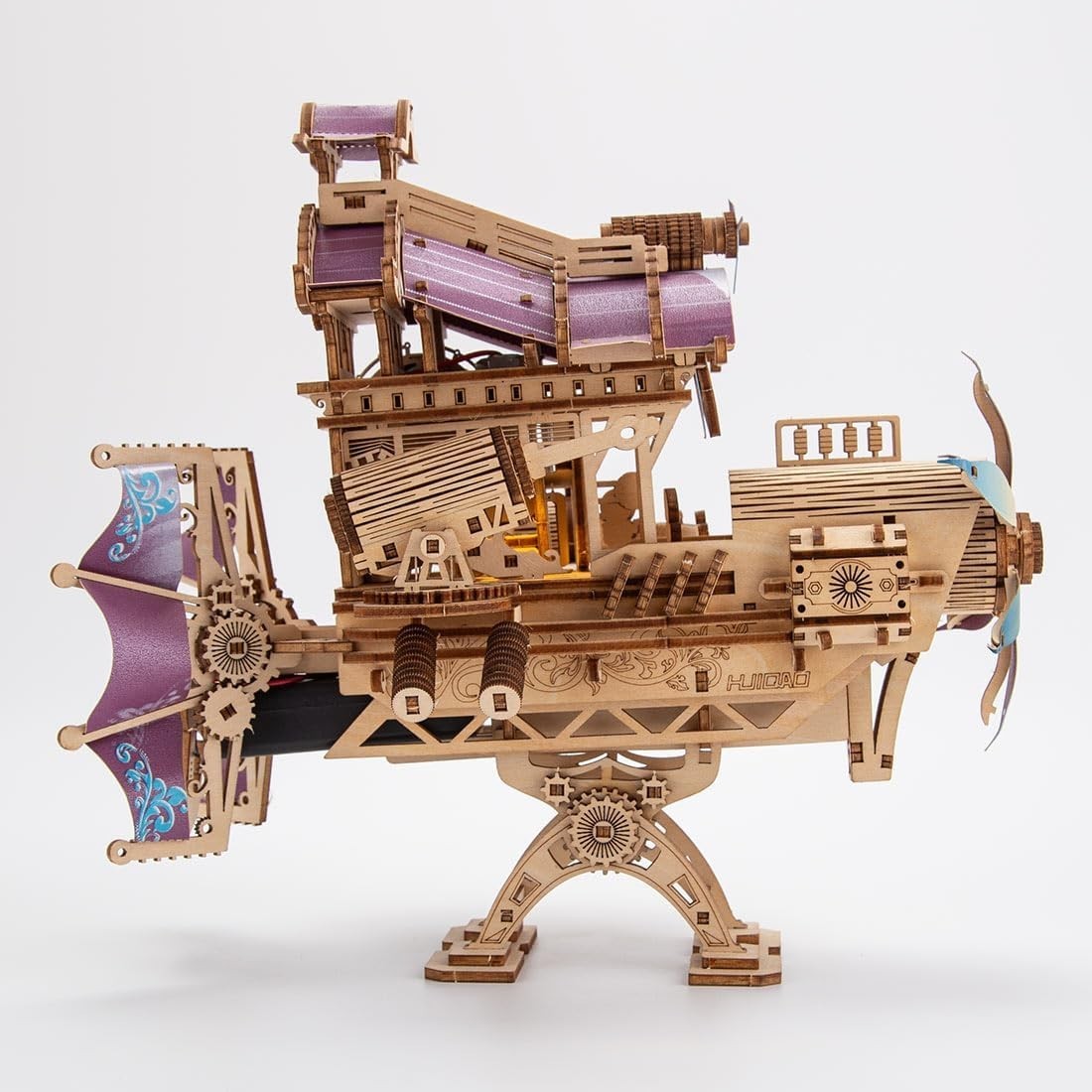 3D Wooden Spaceship Puzzle Kit, 266+ Pieces, Steampunk Model, DIY Mechanical Toy