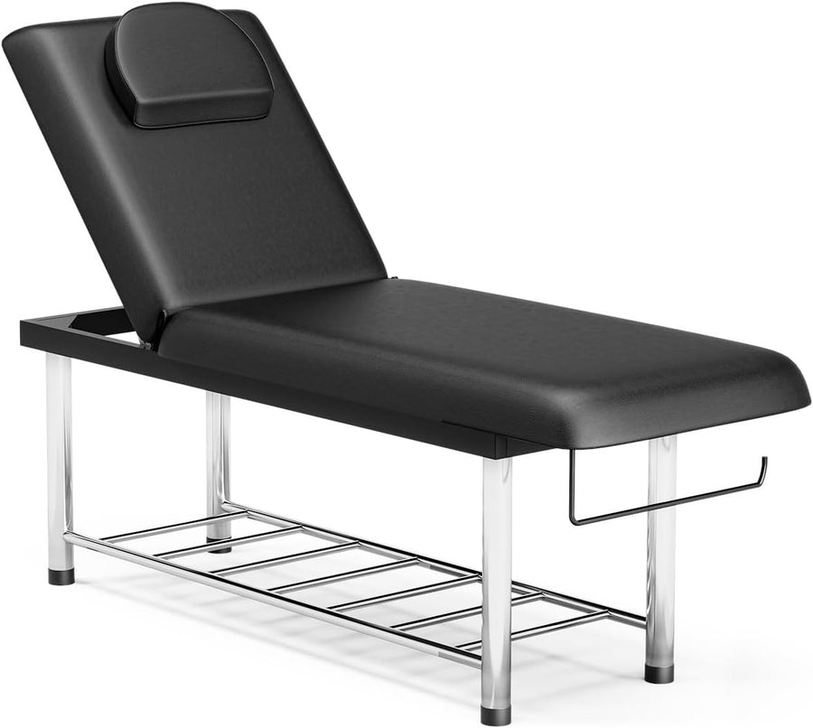 Heavy Duty Spa Massage Table Beauty Bed w/ Storage Shelf & Adjustable Backrest