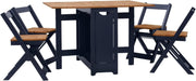 Folding Drop Leaf Dining Table & 4 Chairs Pine & Blue Set