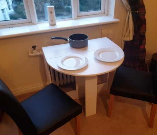 Space-Saving Drop Leaf Dining Table Small Oval Folding Compact Modern